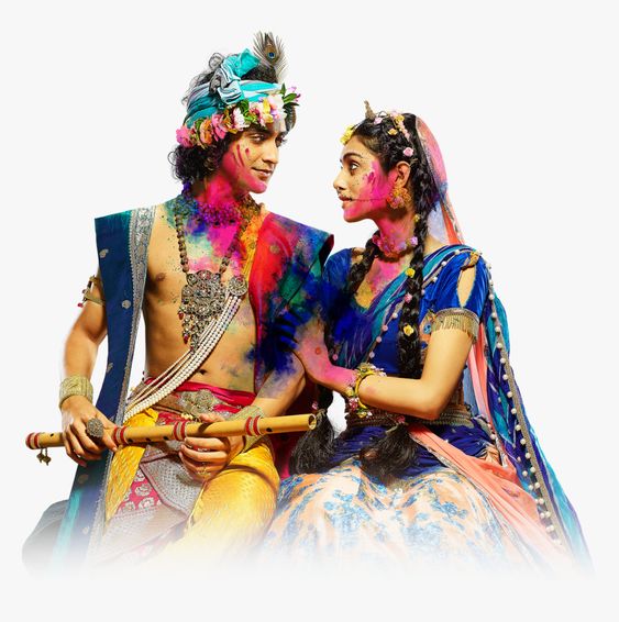 Radha Krishna picture immerse in Holi