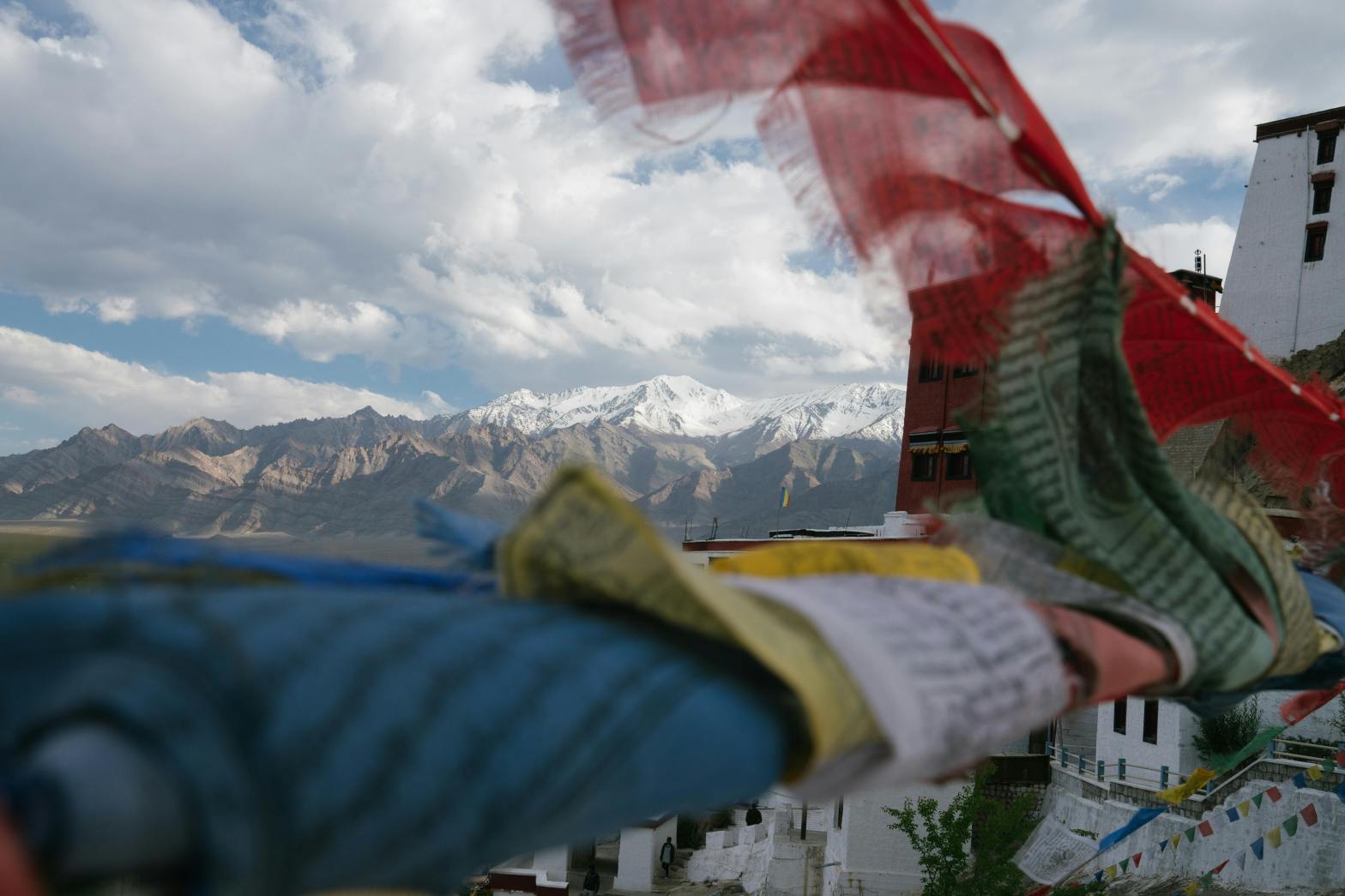 Ladakhi flags flying high with winter cold breeze