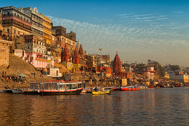 a scenic picture of ghat in Banaras