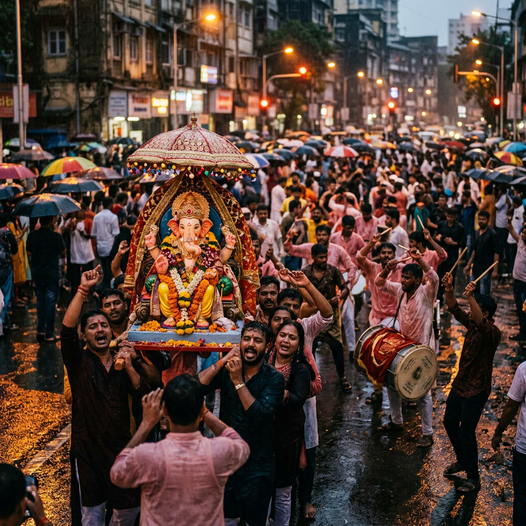 Emotional Mumbai Ganpati visarjan procession
